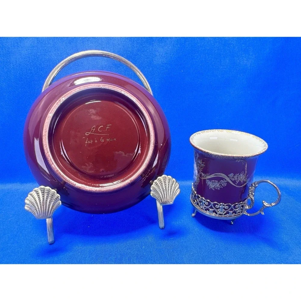 ACF Florence Italy Hand Painted Demitasse Espresso Cup & Saucer